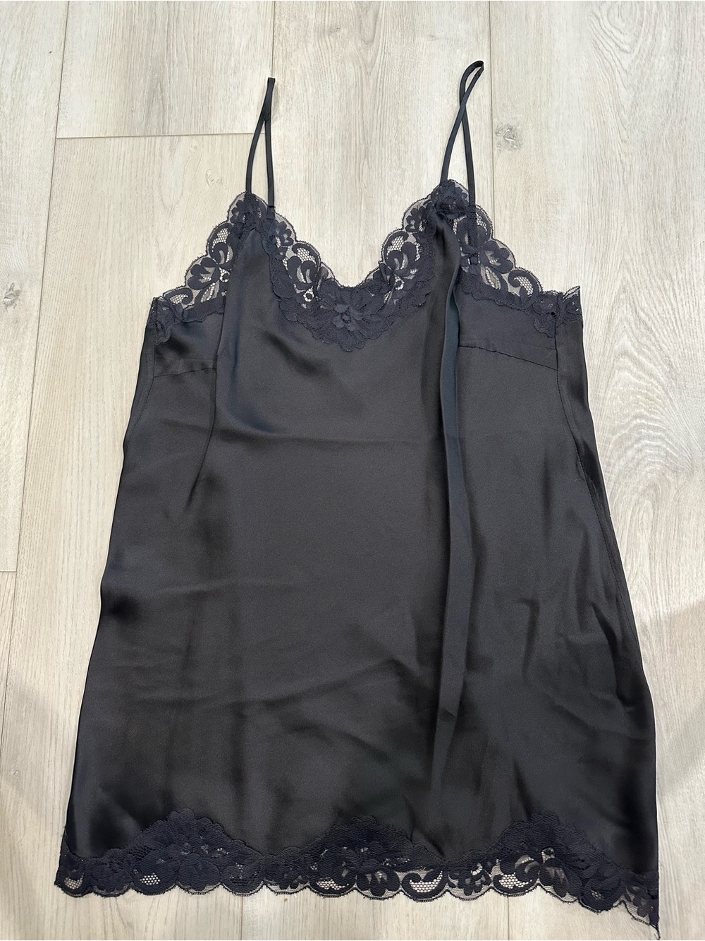 Gold Hawk Black Silk Lace Camisole Cami Top XL Luxury